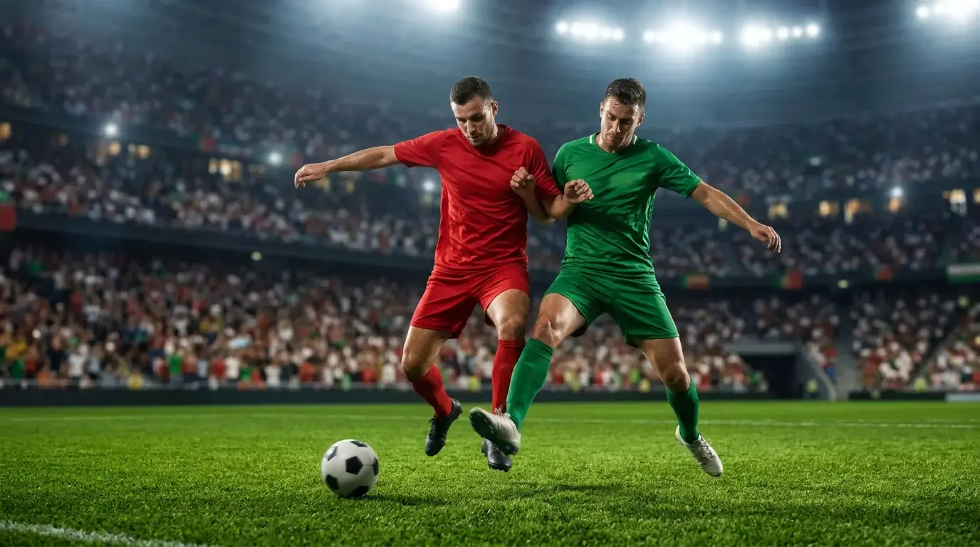 Apostas desportivas em futebol português com jogadores em campo relvado